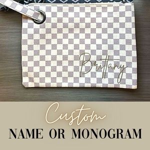 Custom Name, Monogram, Checkered Clutch Wristlet